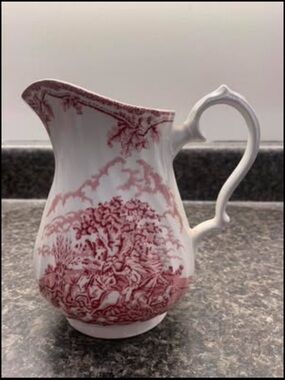 Royal Wessex Red Scenic Porcelain Creamer Pitcher - Made In England